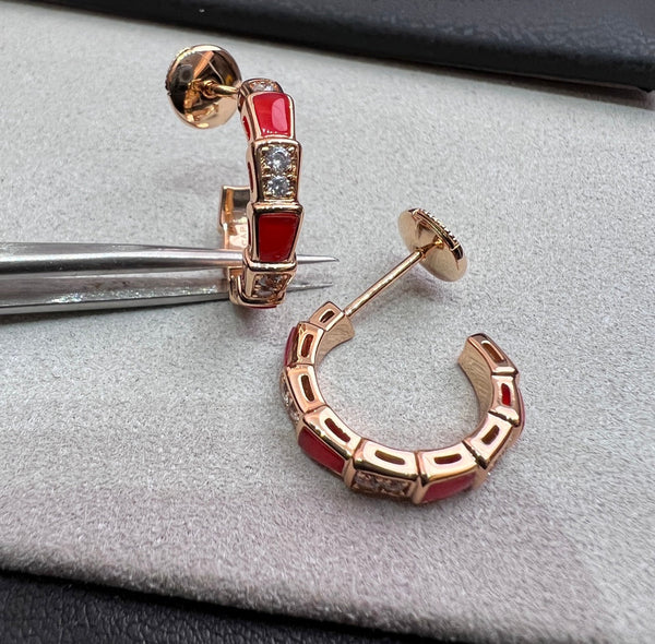 <MAGIC>SERPENTI CARNELIAN PINK GOLD EARRINGS