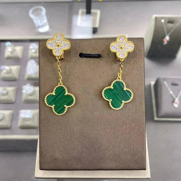 ˇMagic JewelryˇCLOVER  2 MOTIFS  DIAMOND  EARRINGS (MULTIPLE CHOICESç´