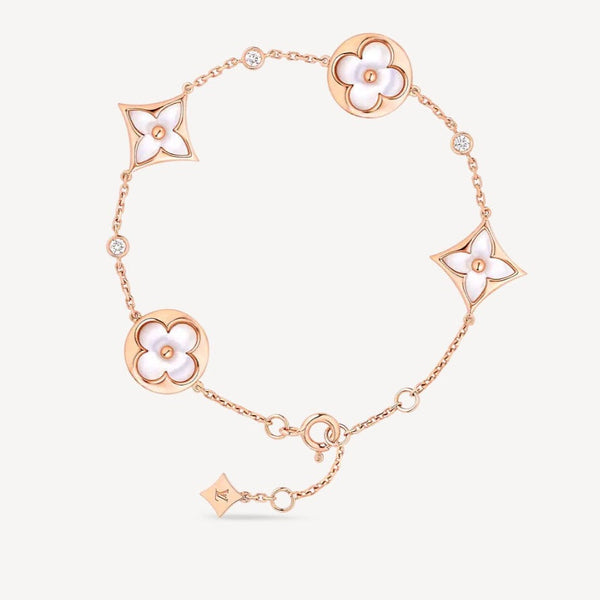 <MAGIC>STAR AND SUN 4 MOTIF WHITE MOP PINK GOLD BRACELET