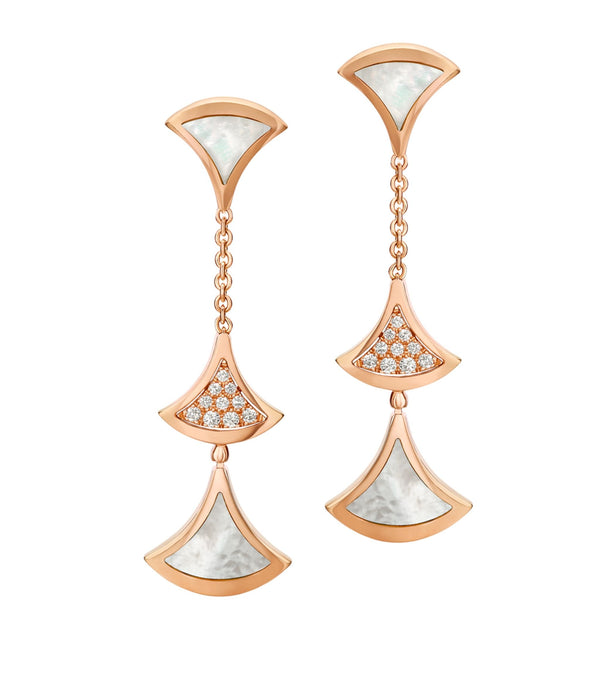 <MAGIC>DREAM EARRINGS 3 MOTIFS DIAMOND MOP PINK GOLD