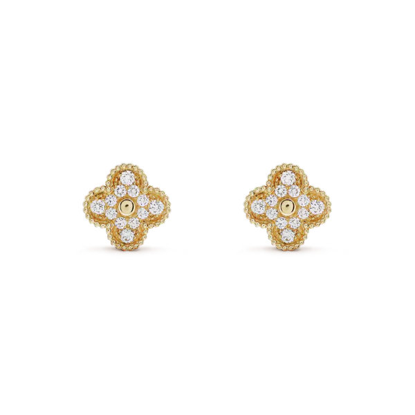 ˇMagic JewelryˇCLOVER MEDIUM 1 MOTIFS FUll DIAMOND EARRINGS