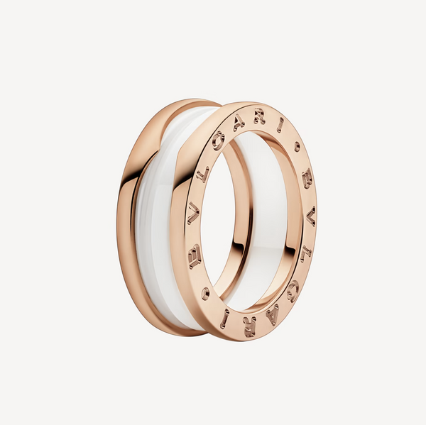 <MAGIC>ZERO 1 TWO-BAND LOOPS AND WHITE CERAMIC SPIRAL PINK GOLD RING