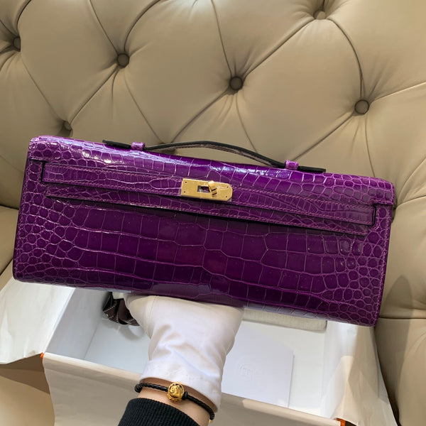 KELLY CUT 31 IN VIOLET PURPLE ALLIGATOR LEATHER WITH GOLD HARDWARE (MADE-TO-ODER)