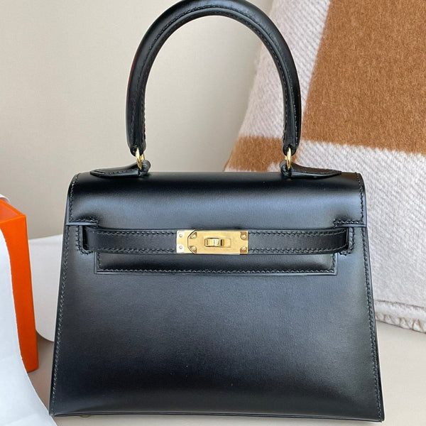 KELLY MINI 20 BAG IN BLACK SMOOTH CALFSKIN WITH GOLD HARDWARE (MADE-TO-ODER)