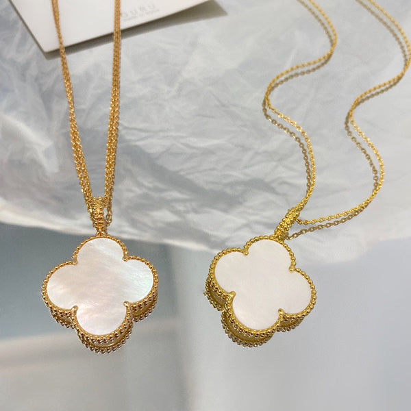 ˇMagic JewelryˇCLOVER 25MM MOP LARGE PENDANT NECKLACE