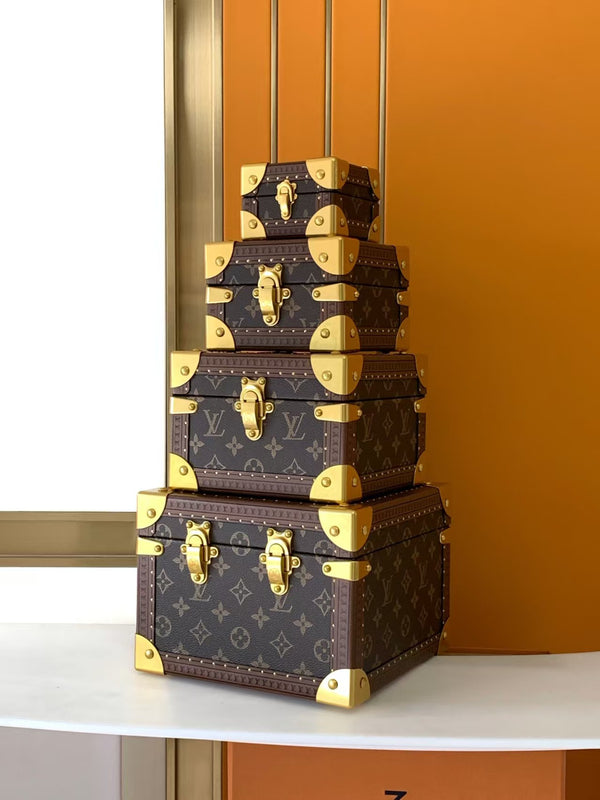 ONTHEGO 25 YEARS UNISEX VERSATILE COATED CANVAS LETTER PATTERN PYRAMID 4-PIECE HARD CASE SET