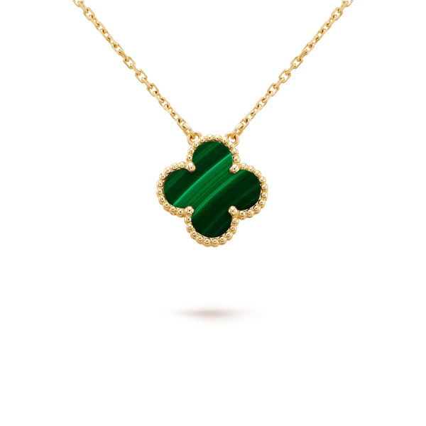 ˇMagic JewelryˇCLOVER 15MM MALACHITE SINGLE FLOWER  NECKLACE