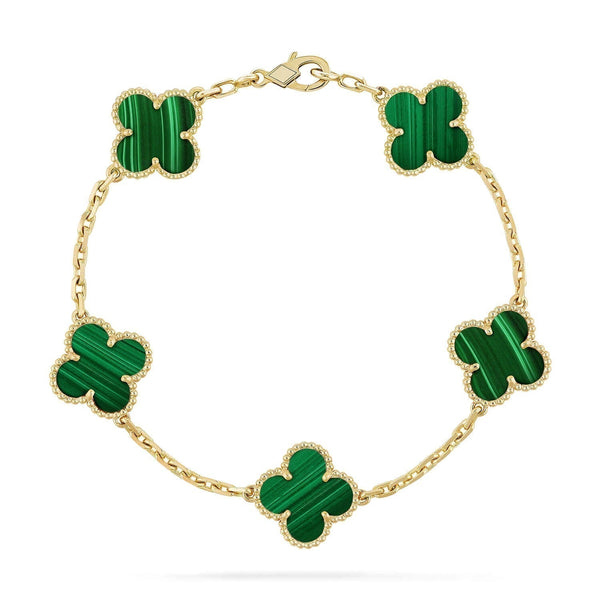 ˇMagic JewelryˇCLOVER 5 MOTIFS MALACHITE BRACELET