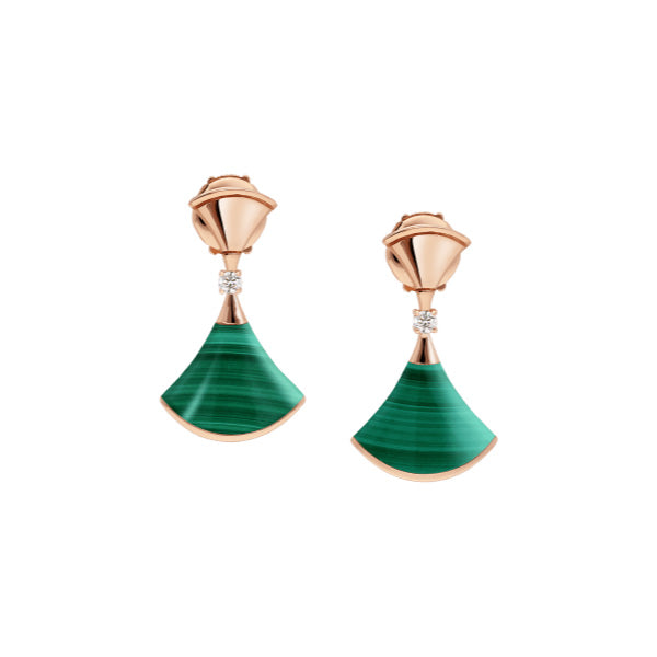 <MAGIC>DREAM MALACHITE PINK GOLD EARRINGS