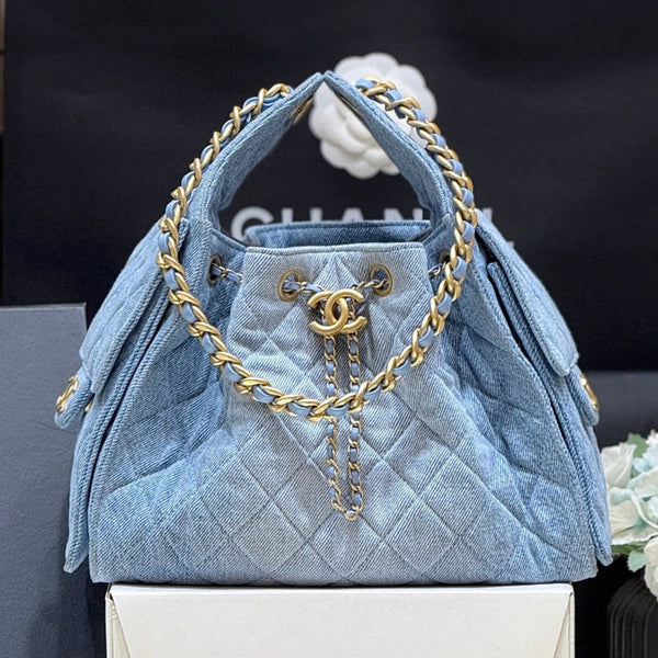 CC 25 HANDBAG IN BLUE 30 DENIM GOLD HARDWARE