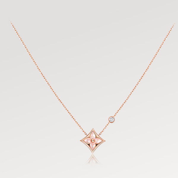 <MAGIC>STAR PINK MOP 1 DIAMOND PINK GOLD NECKLACE