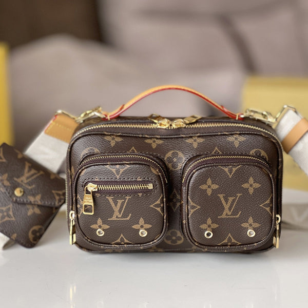 LV 25S UTILITY CROSSBODY HANDBAG 18 IN BROWN MONOGRAM CANVAS GOLD HARDWARE