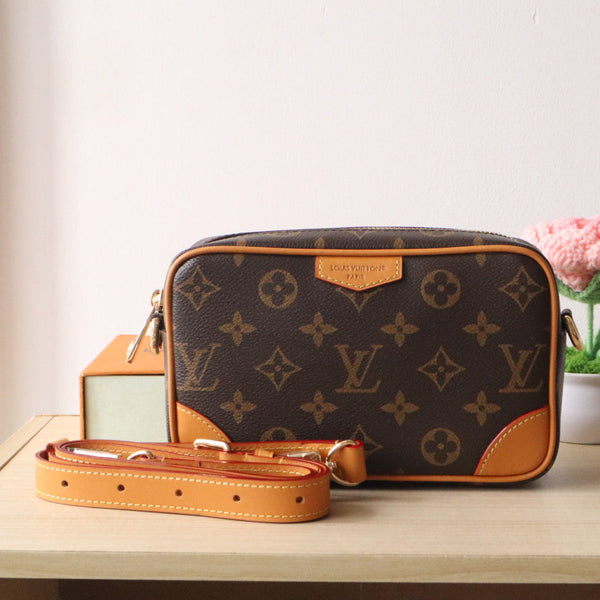 TROCADERO BAG 20 IN BROWN MIX ORANGE MONOGRAM ECLIPSE CANVAS