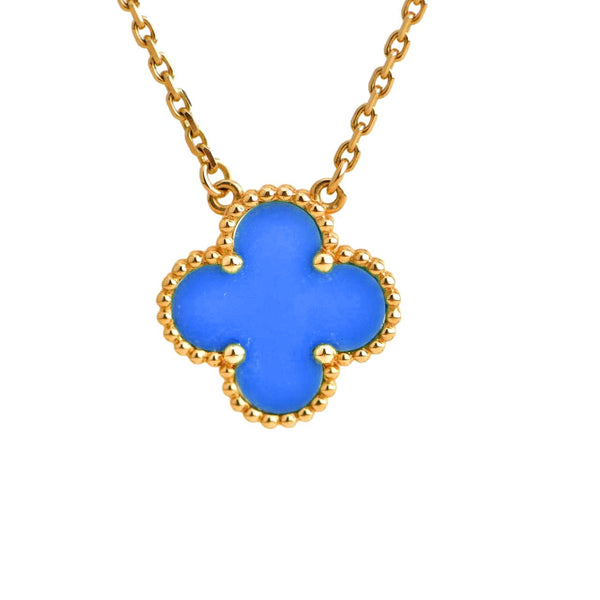 ˇMagic JewelryˇCLOVER 15MM BLUE AGATE NECKLACE